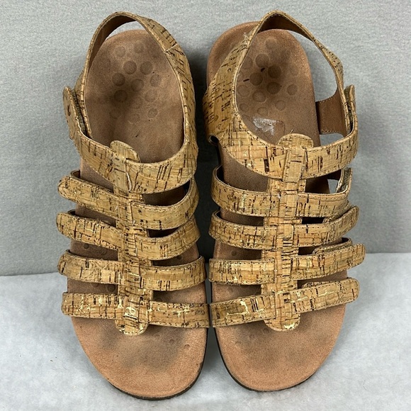Vionic Harissa Sandals Cork Straps Womens Size 7 Tan Low Heel‎ - Picture 1 of 9